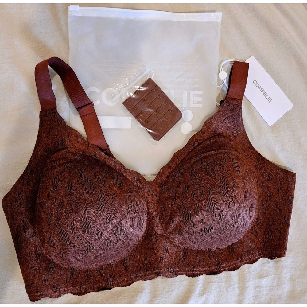 Comfelie Wireless Lace Bra Rose Taupe Full Coverage Seamless NWT Size XL